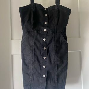 Black Denim Overall Dress from H&M and black and white shein dress
